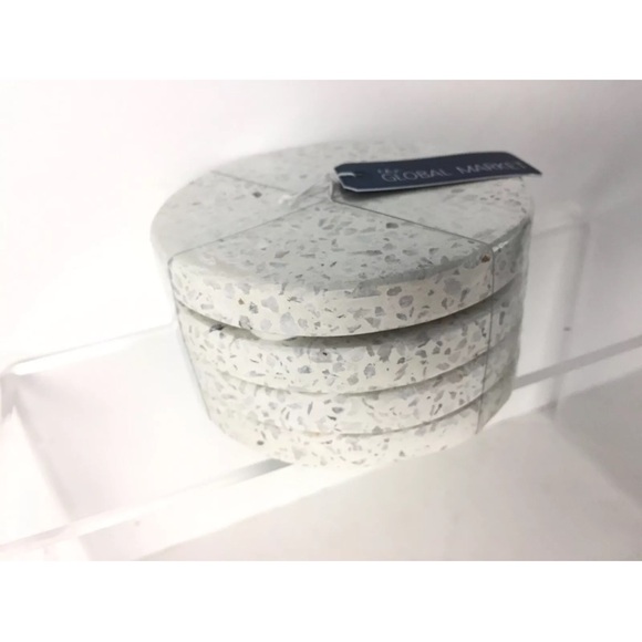 New The Global Market White Marble Coasters Round Set of 4 Size 4” - Picture 3 of 7